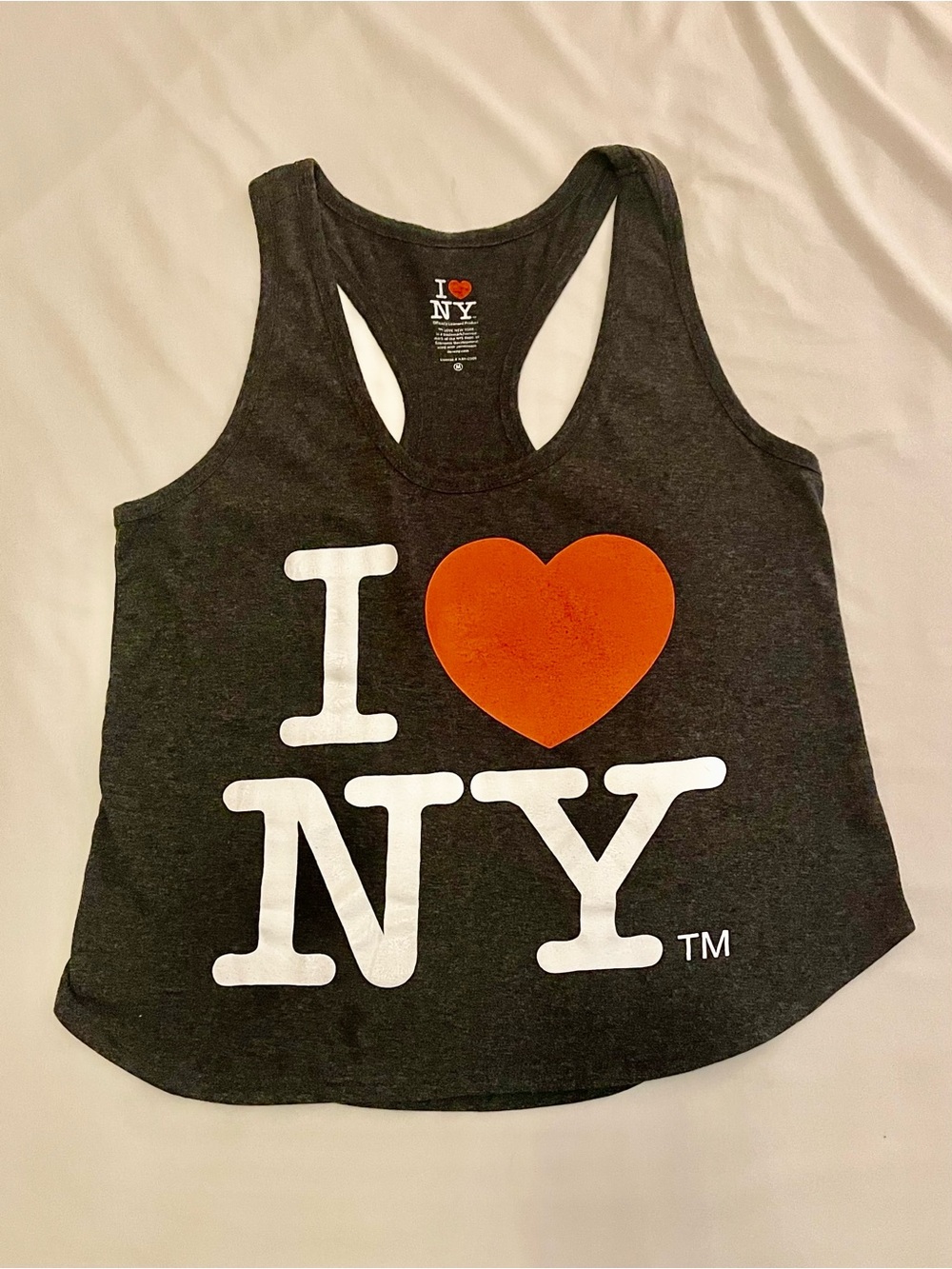 I Heart NY Racerback Tank Top Gray with Red Heart